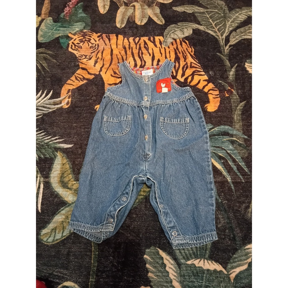 Vintage Oshkosh Baby B'gosh Chicken Denim Jumper Sz 6-9 Months